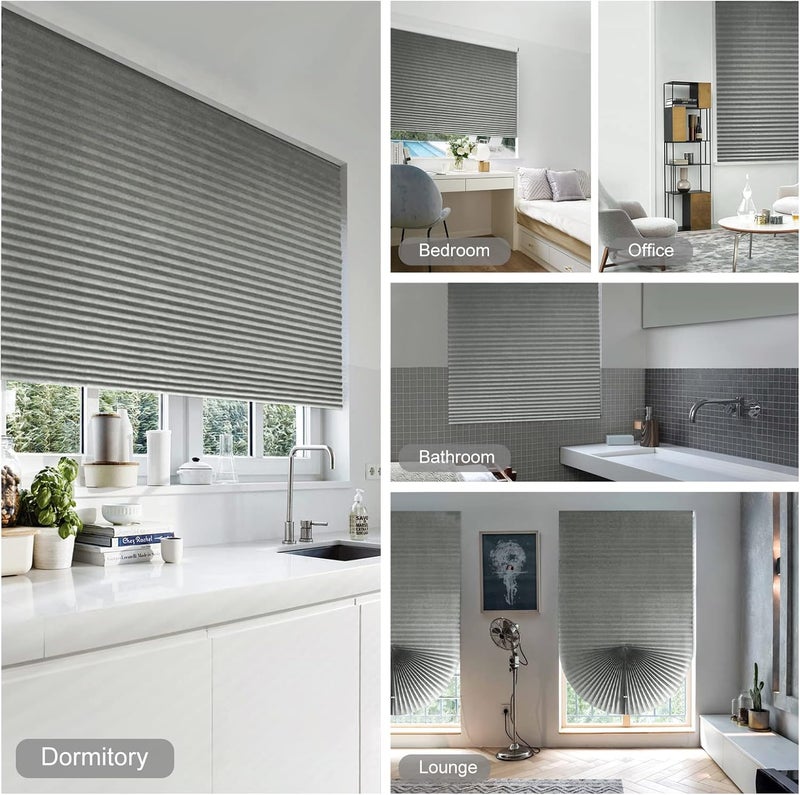 Jlong Blinds for Windows Cordless Temporary Shades Paper No Drill Mini Blackout Blinds for Window of Bedroom,Bathroom,Kitchen Office (Grey-Semi Shading, 23.6 * 59"(60 * 150cm)) - Image 3